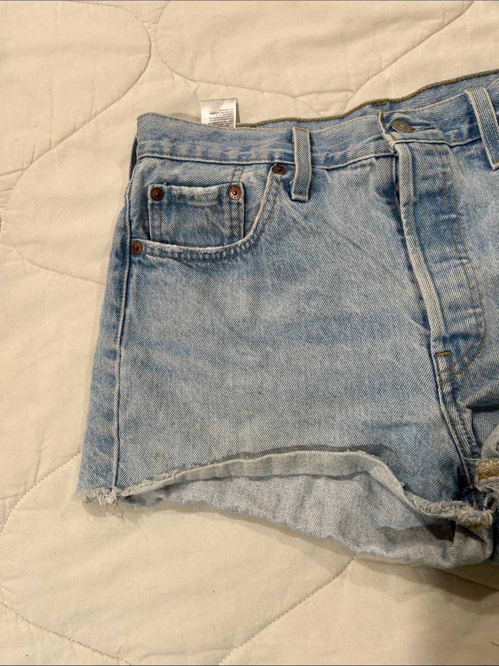 Levi's Light Wash Rolled Cutoff Denim Shorts - Picture 6 of 11